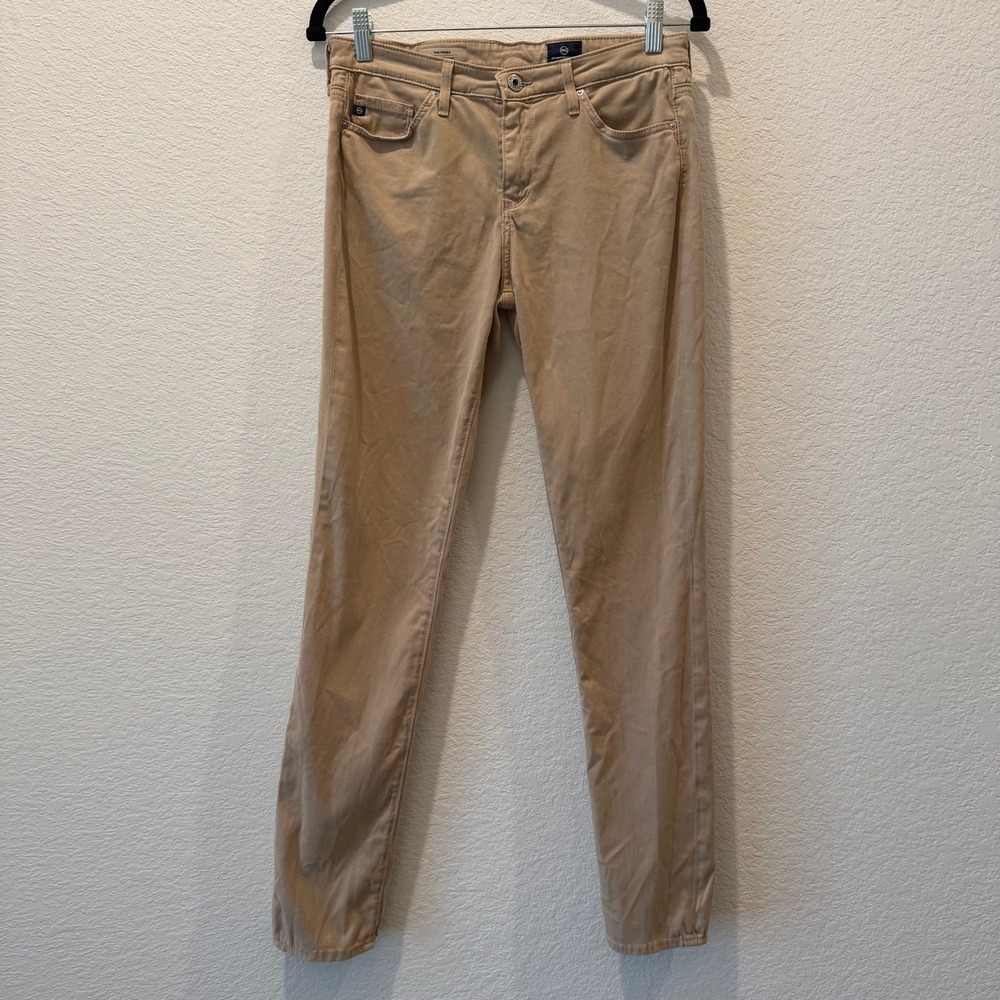 AG Adriano Goldschmied The Prima Mid Rise Cigarette Pants Tan Khaki 28R LSN1434